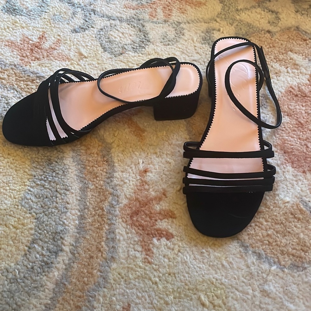 J Crew suede strappy block heels